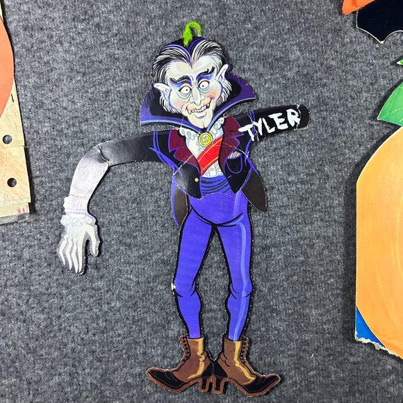 Halloween Ephemera Lot Cards Felt Cat Die Cut Children's Art 6 Items Dracula Bat - Picture 14 of 16